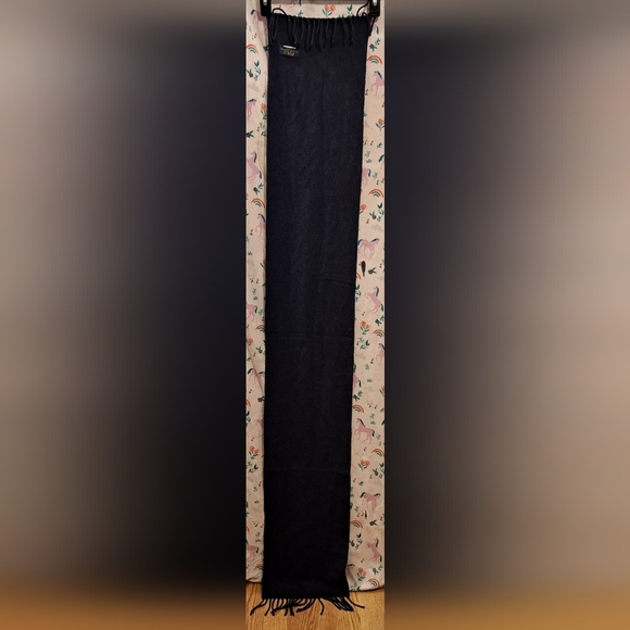 Vintage Polo Ralph Lauren Navy Wool Unisex Warm Winter Casual Scarf w/ Fringe - Picture 6 of 8